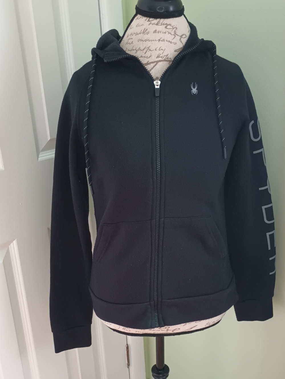 Spyder Black Full‑Zip Hooded Sweatshirt Sz M